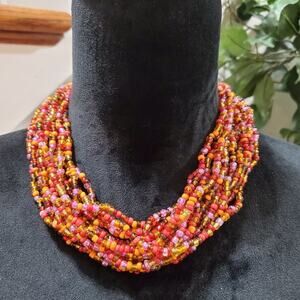 Women's Multicolor Round Beaded Pearl Chunky Fashion Jewelry Necklace